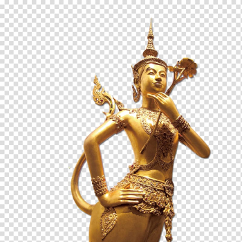 Gold figurine illustration, Bangkok Tourism Poster Banner u8682u8702u7a9d, Thailand travel transparent background PNG clipart