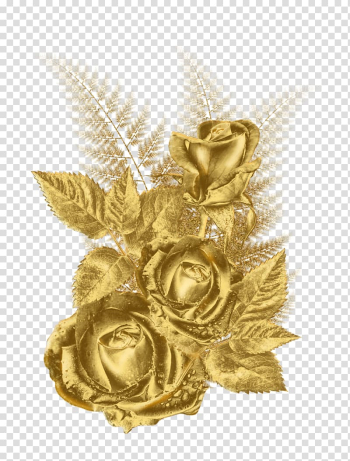 Gold flowers illustration, Flower Gold , flower transparent background PNG clipart