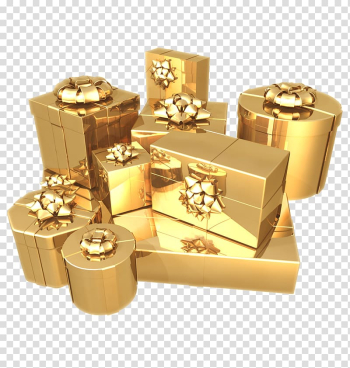 Gold gift boxes, Gift Gold Paper Birthday Box, Gold Box transparent background PNG clipart