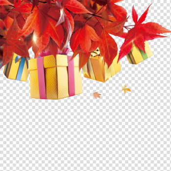 Gold gift boxes illustration, Autumn gift transparent background PNG clipart Gold gift boxes illustration, Autumn gift transparent background PNG clipart