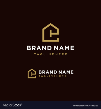 gold house logo initial e house building symbol gold house logo initial e house building symbol