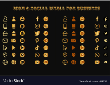 gold icon and social media for business