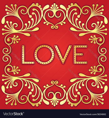 Gold lettering word love vector image Gold lettering word love vector image