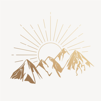 Gold mountain sunrise clipart, aesthetic | Free Vector Illustration - rawpixel