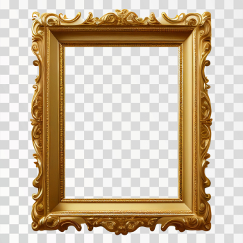 Gold picture frame PNG transparent background