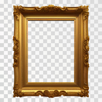 Gold picture frame PNG transparent background