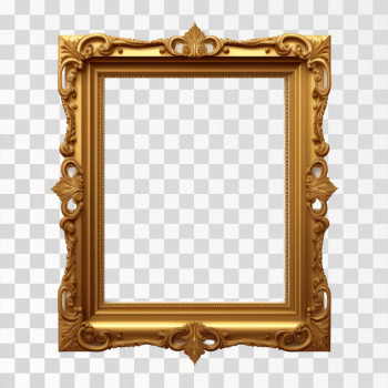 Gold picture frame PNG transparent background