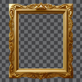 Gold picture frame PNG transparent background