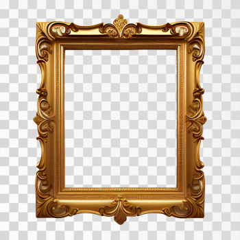 Gold picture frame PNG transparent background