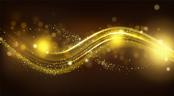 Gold sparkle wave on black blurred background. Free Vector