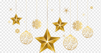 gold star and bauble decors, Christmas ornament Star of Bethlehem Christmas tree, Star Christmas ornaments, pendant, stars, christmas Ornaments png