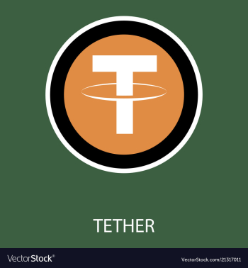 Gold tether coin on a gray background virtual vector image Gold tether coin on a gray background virtual vector image