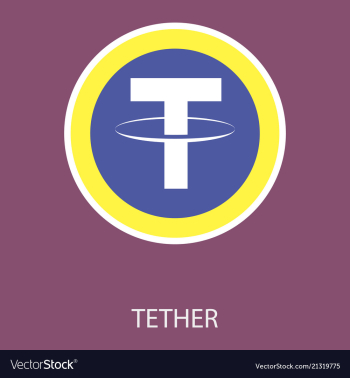 Gold tether coin on a gray background virtual vector image Gold tether coin on a gray background virtual vector image