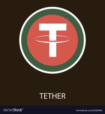 Gold tether coin on a gray background virtual vector image Gold tether coin on a gray background virtual vector image