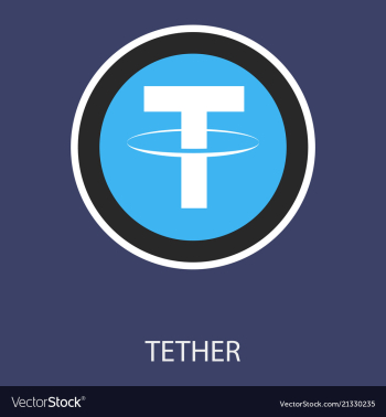 Gold tether coin on a gray background virtual vector image Gold tether coin on a gray background virtual vector image