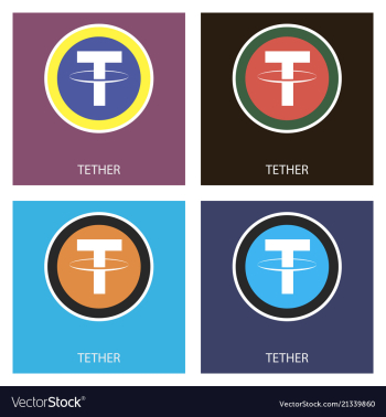 Gold tether coin on a gray background virtual vector image Gold tether coin on a gray background virtual vector image