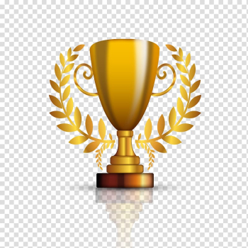 Gold trophy illustration, Trophy Gold medal Award Prize, golden trophy transparent background PNG clipart