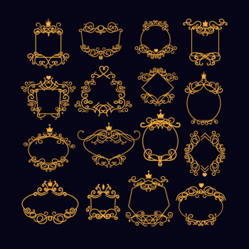 Gold vintage frame set Free Vector