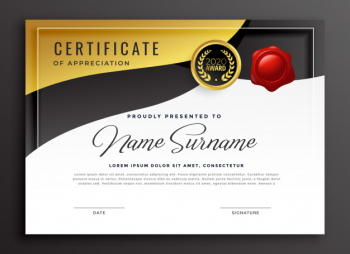 Golden certificate of appreciation template Golden certificate of appreciation template