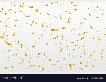 golden confetti and ribbons on white background