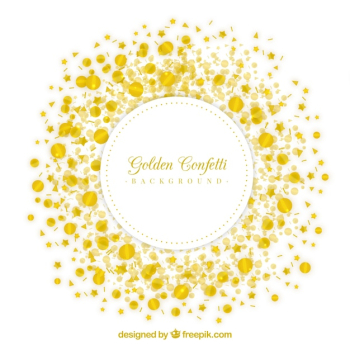 Golden confetti background in realistic style