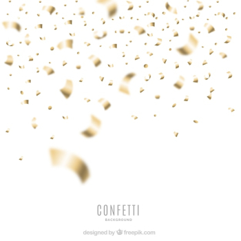 Golden confetti background in realistic style