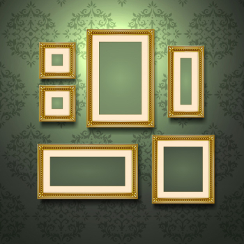 Golden frames on wall Golden frames on wall