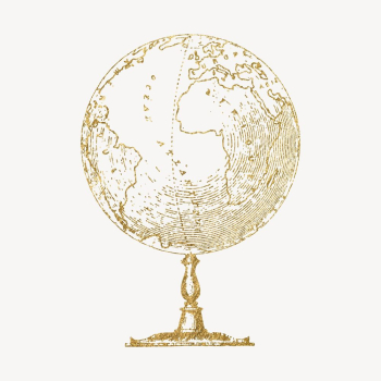 Golden globe clipart, education vintage | Free Photo Illustration - rawpixel