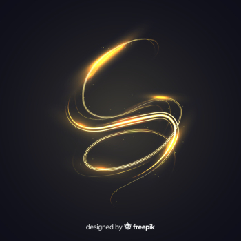 Golden glowing spiral light line Golden glowing spiral light line