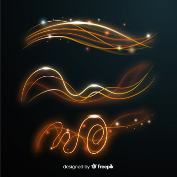 Golden glowing spiral light line Golden glowing spiral light line