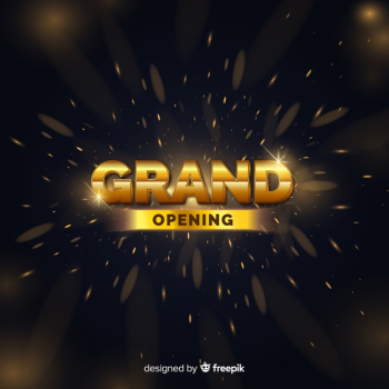 Golden letters grand opening background Free Vector