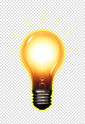 Golden light emitting bulb transparent background PNG clipart