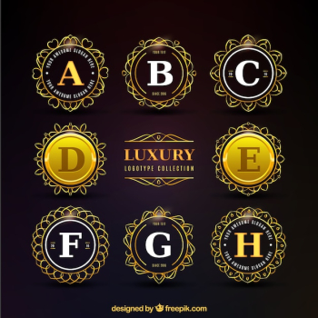 Golden luxury circular logo collection Golden luxury circular logo collection