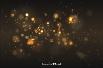 Golden particles background bokeh style Free Vector