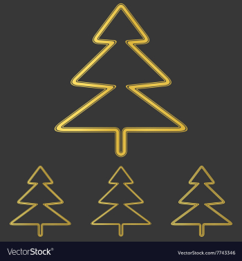 Golden pine tree logo design set vector image Golden pine tree logo design set vector image
