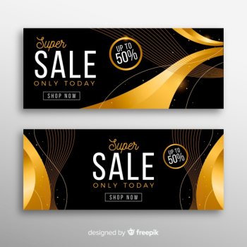 Golden sale banner with special discount Free Vector Golden sale banner with special discount Free Vector