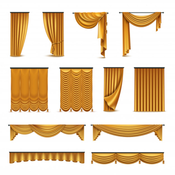 Golden silk velvet luxury curtains Free Vector