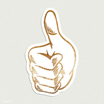 Golden thumbs up sticker overlay with a white border  | Free  illustration - 2358437