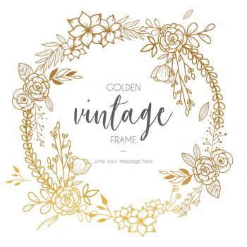 Golden Vintage Frame with Flowers Golden Vintage Frame with Flowers