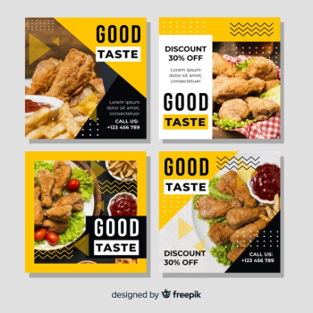 Good taste instagram post collection with photo Free Vector Good taste instagram post collection with photo Free Vector