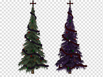 Gothic trees, green and purple christmas trees transparent background PNG clipart