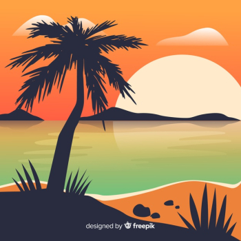 Gradient beach sunset landscape Gradient beach sunset landscape
