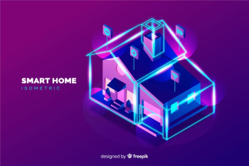 Gradient isometric smart home background Free Vector