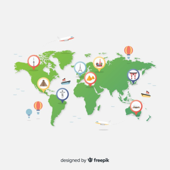 Gradient world tourism day with illustrated pinpoints Free Vector Gradient world tourism day with illustrated pinpoints Free Vector