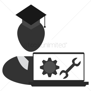 Graduate student with laptop Graduate student with laptop