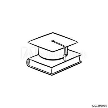 Graduation cap on book hand drawn outline doodle icon Graduation cap on book hand drawn outline doodle icon