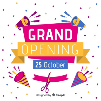 Grand opening background in flat style Free Vector