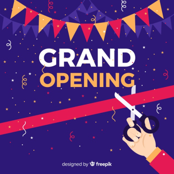 Grand opening background in flat style Free Vector Grand opening background in flat style Free Vector