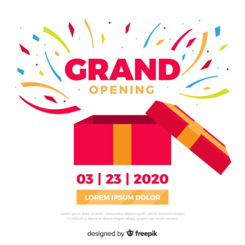 Grand opening background in flat style Free Vector Grand opening background in flat style Free Vector