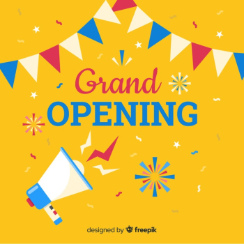Grand opening background in flat style Free Vector Grand opening background in flat style Free Vector